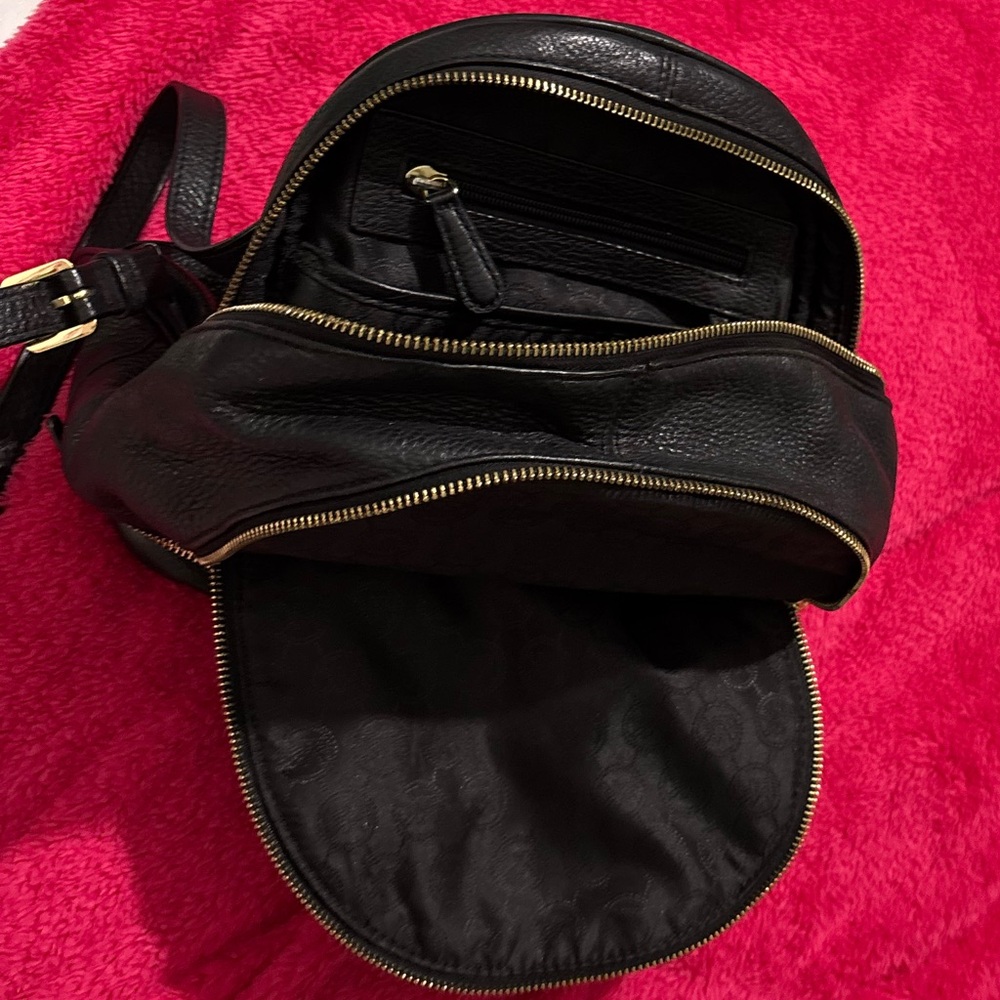 Michael Kors Black Leather Backpack with Gold Accents - Picture 4 of 10